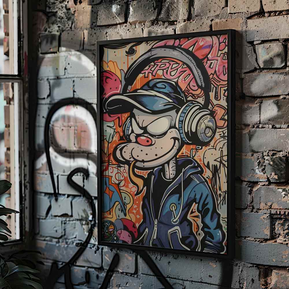 Musical Dog Graffiti Poster