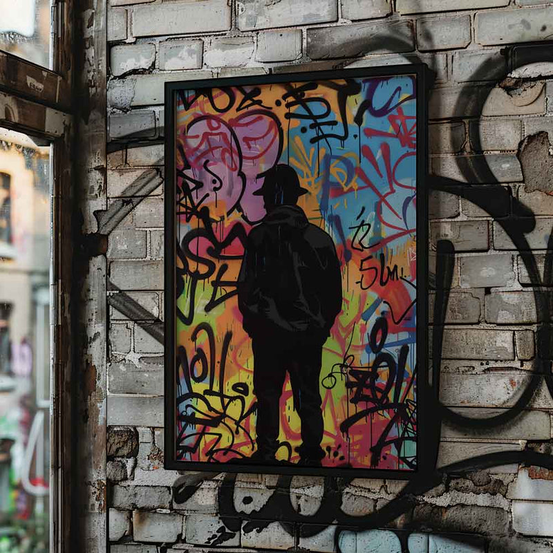 Man Silhouette Street Art Graffiti Poster