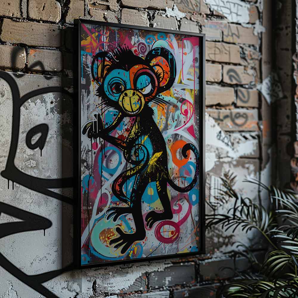 Jungle Monkey Graffiti Poster