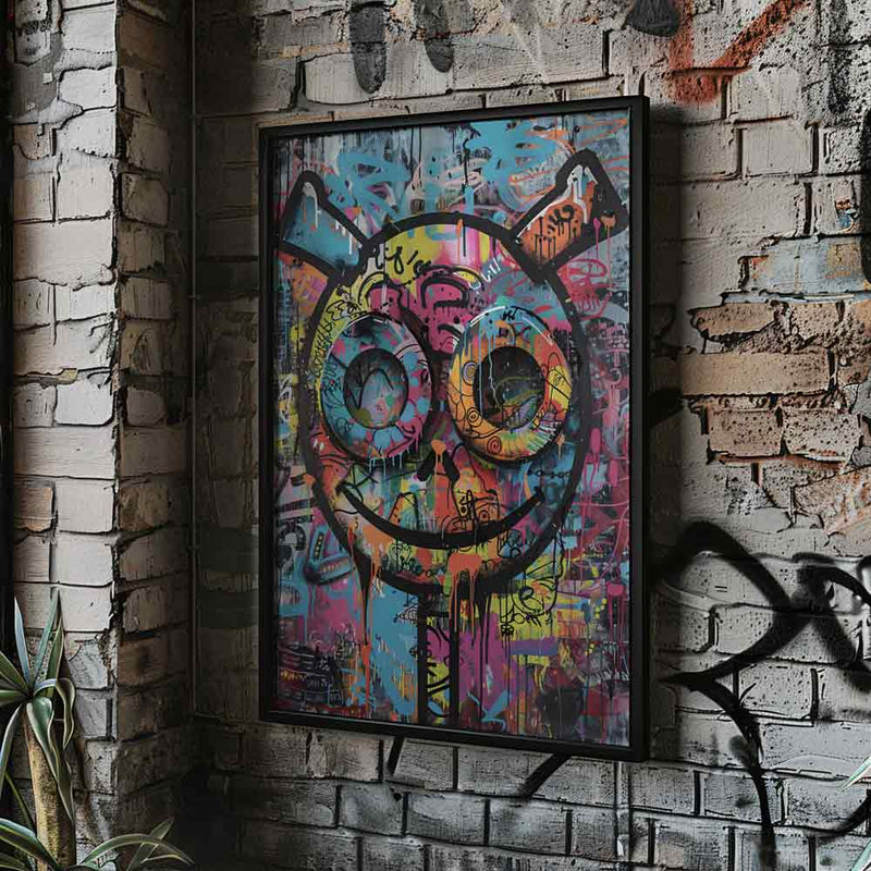 Spray Painted Smiley Graffiti Poster