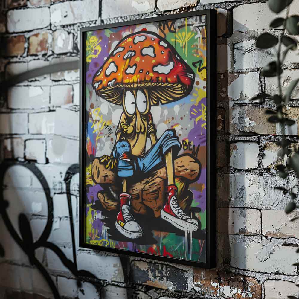 Mushroom Cartoon Graffiti Poster