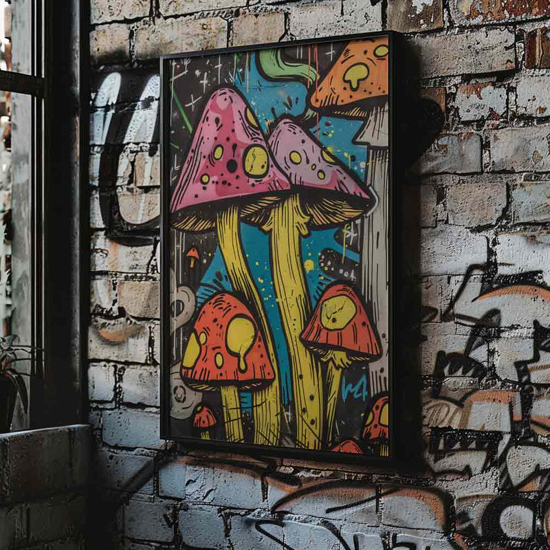 Mystical Mushrooms Graffiti Poster