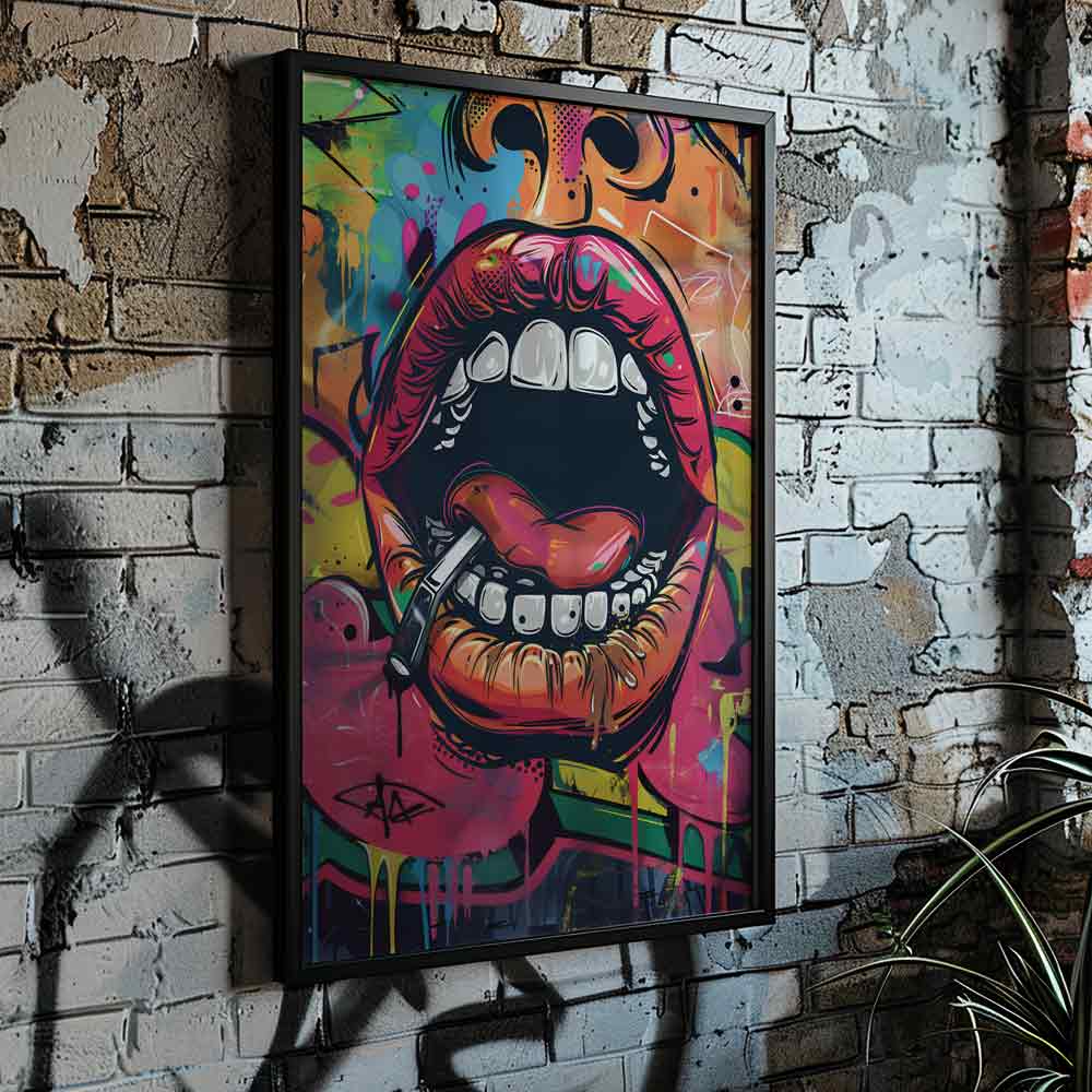 Wall Art Girl Mouth Graffiti Poster