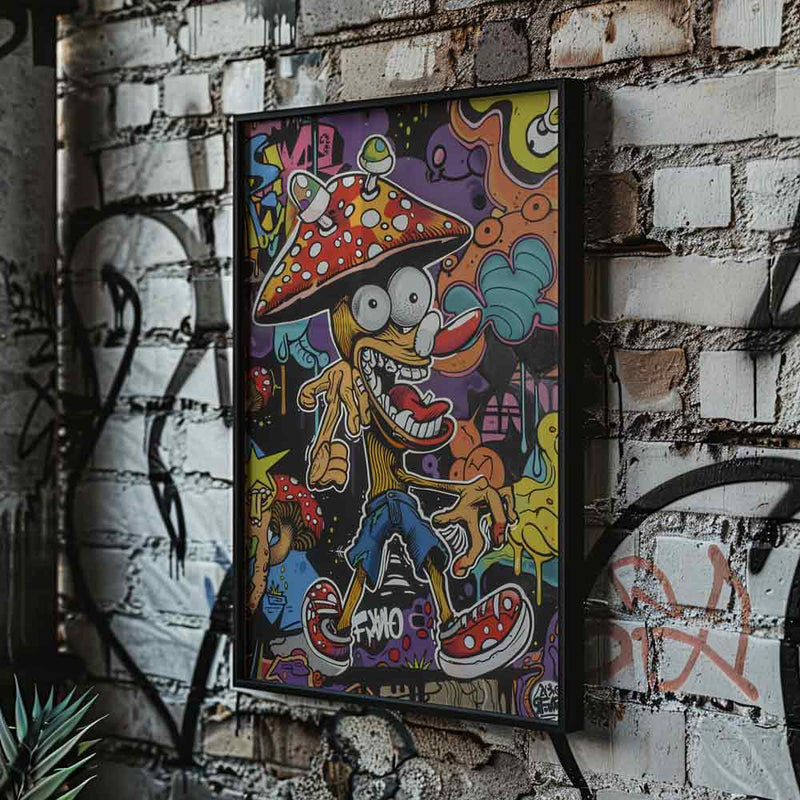 Mushroom Madness Graffiti Poster