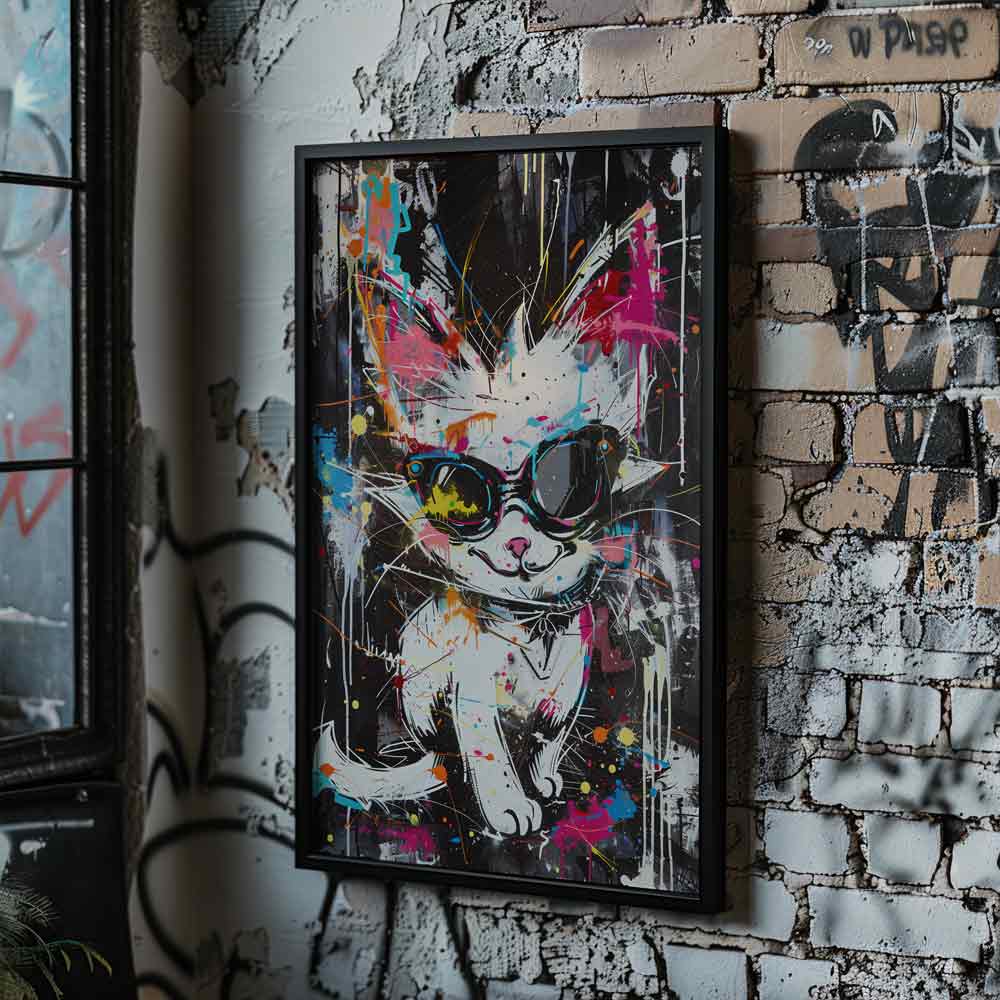 Street-Style Cat Art Graffiti Poster