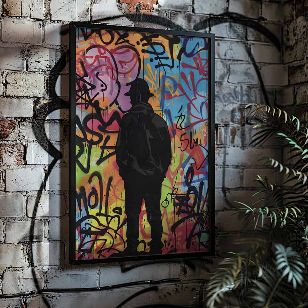 Man Silhouette Street Art Graffiti Poster