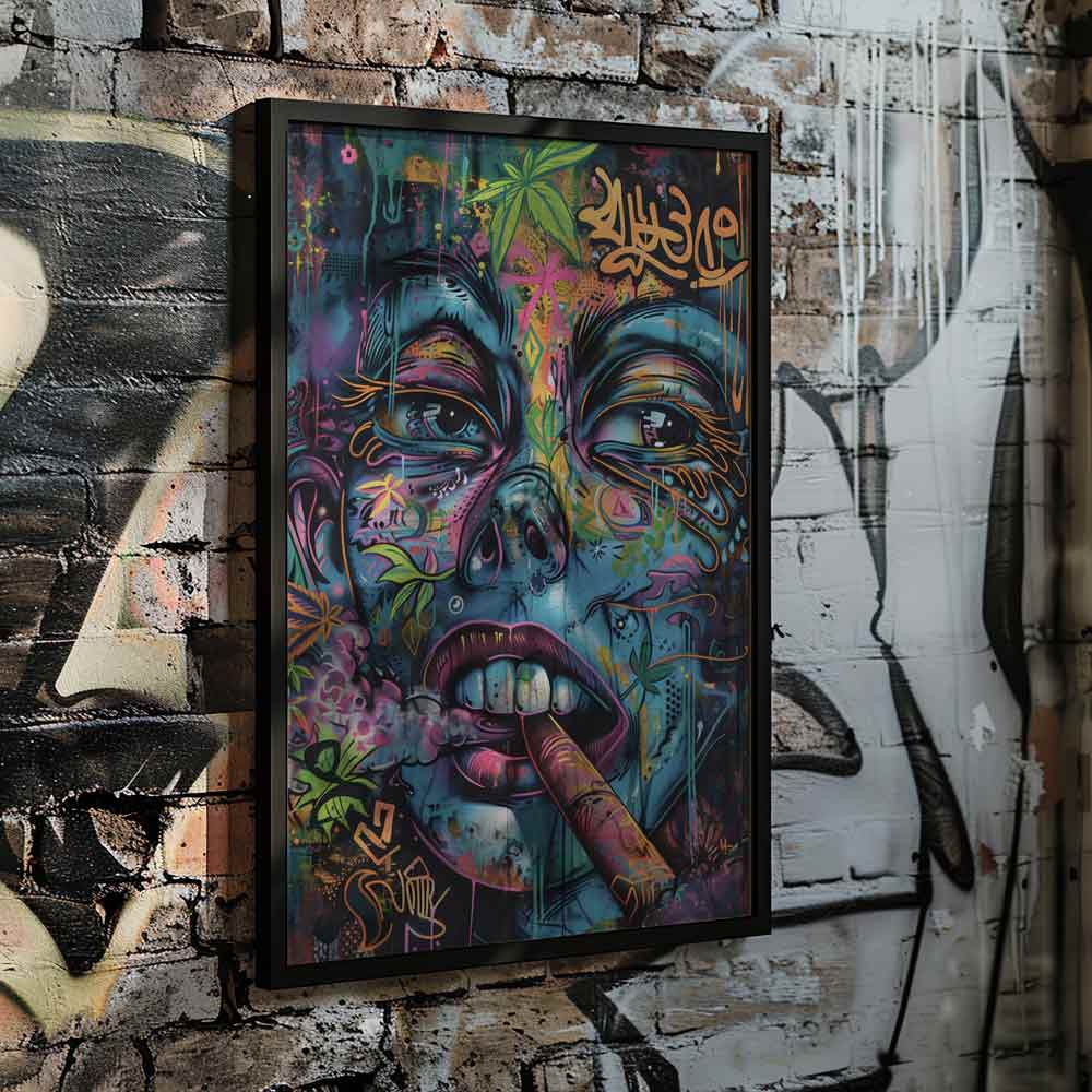 Expressive Face Graffiti Poster