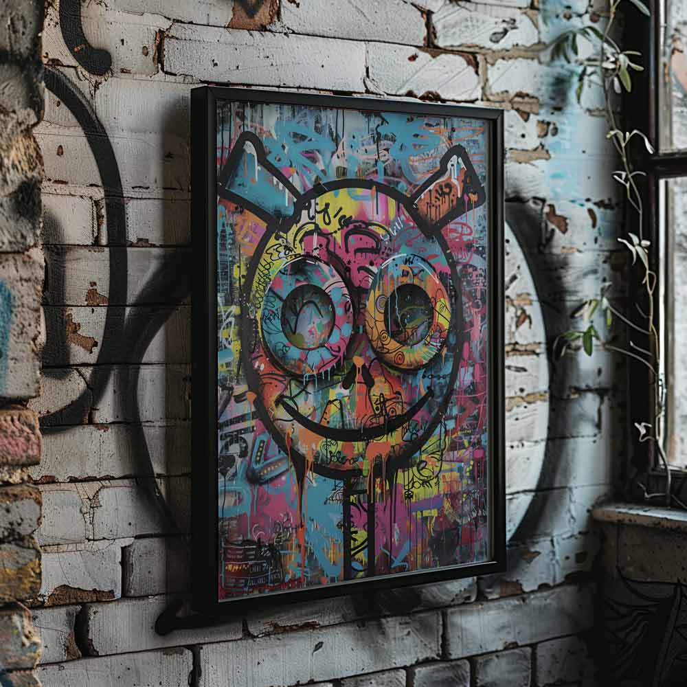 Spray Painted Smiley Graffiti Poster