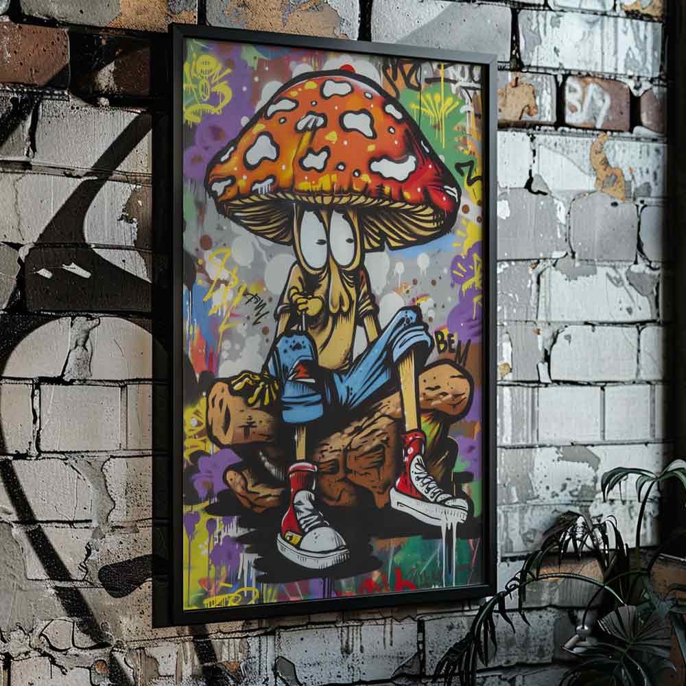 Mushroom Cartoon Graffiti Poster