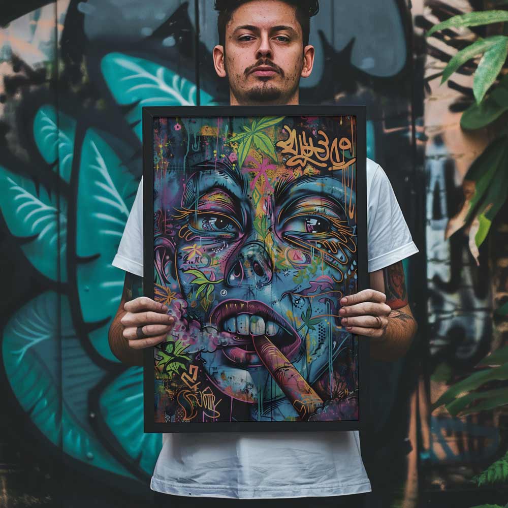 Expressive Face Graffiti Poster