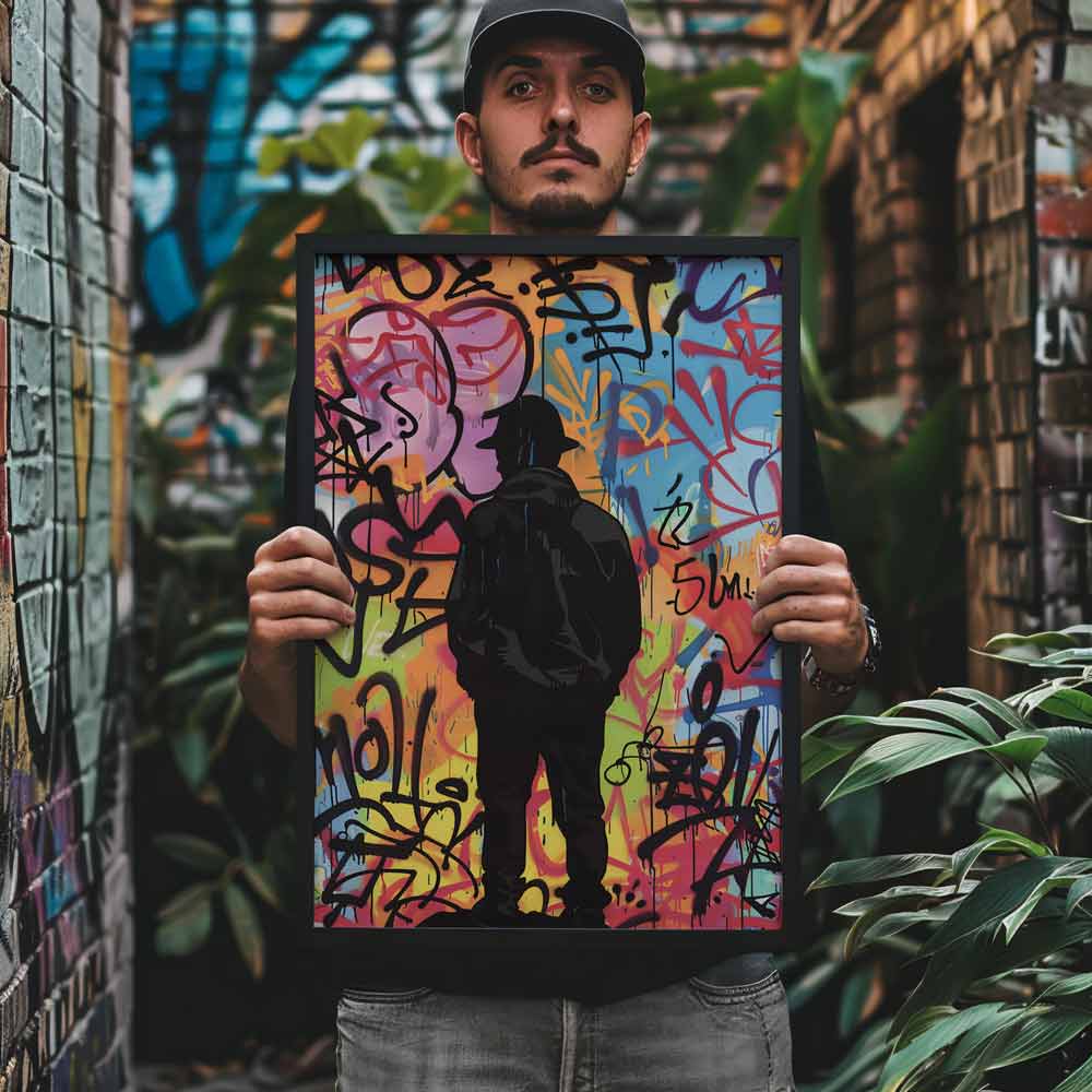 Man Silhouette Street Art Graffiti Poster