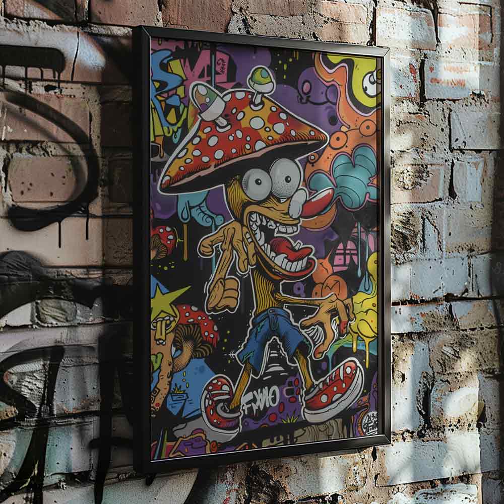 Mushroom Madness Graffiti Poster