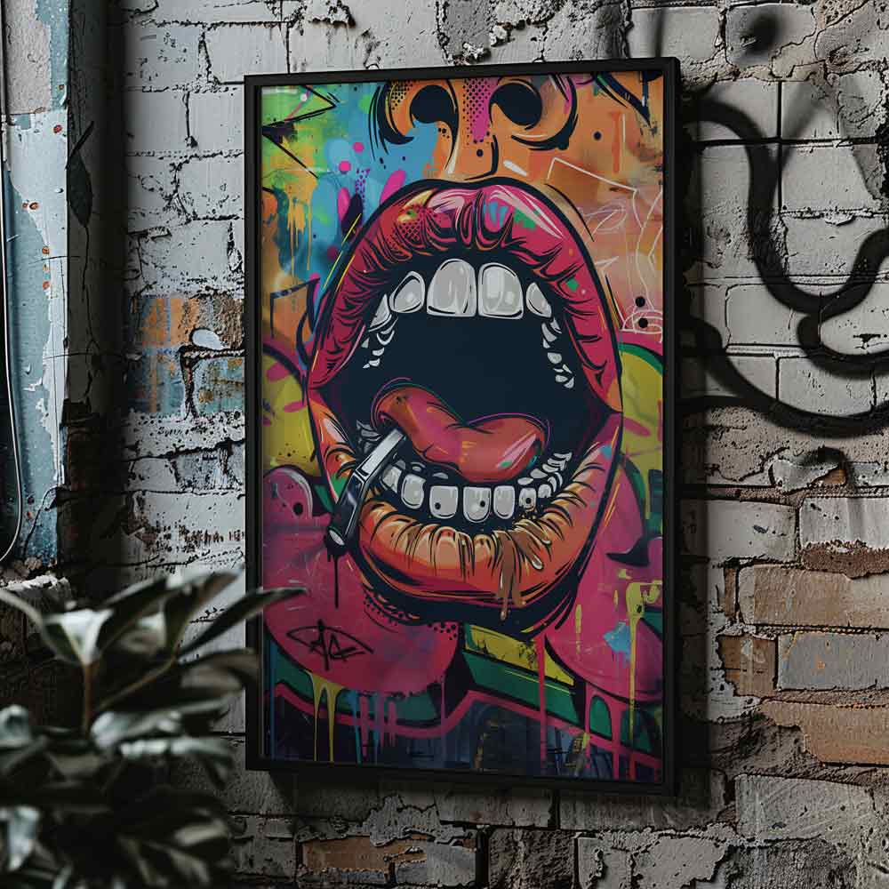 Wall Art Girl Mouth Graffiti Poster