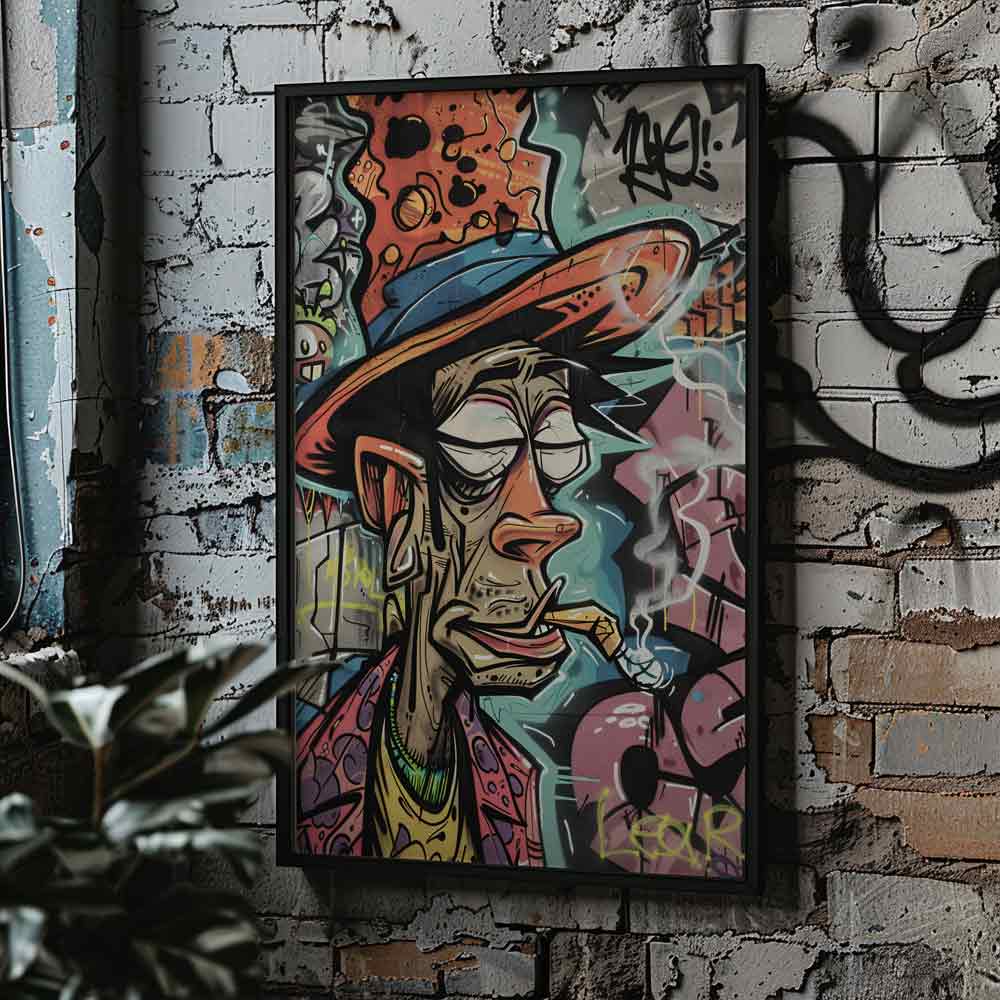 Smoking Caricature Graffiti Poster