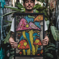 Mystical Mushrooms Graffiti Poster