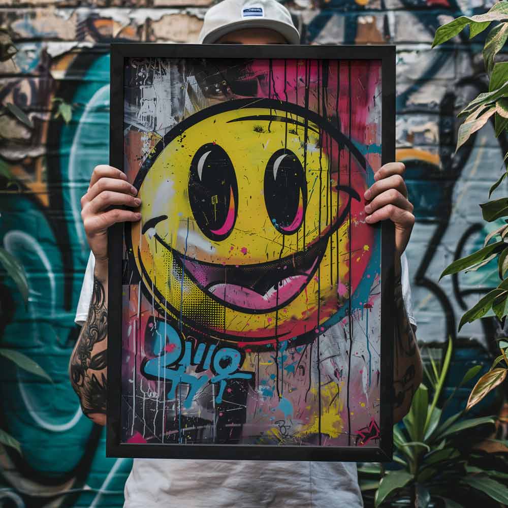 Smiley Face Graffiti Poster